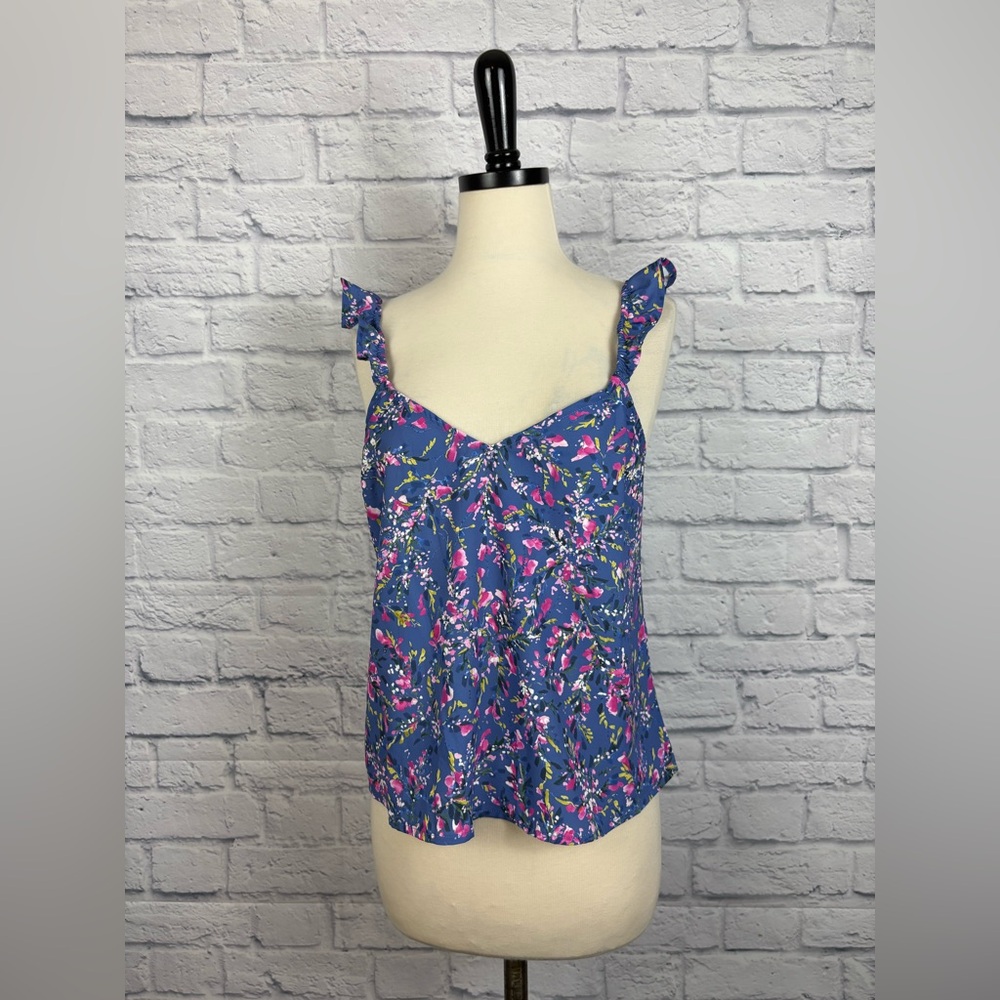 French Connection Purple Floral Ruffle-Strap Cami Top - Picture 3 of 8